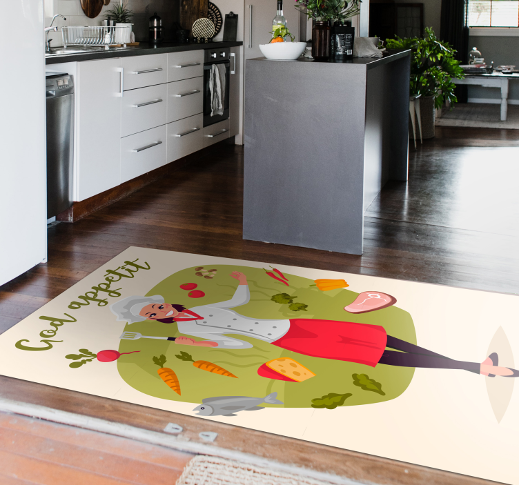 Kjøkken matlaging kvinne tilpasset vinyl teppe - Tenstickers