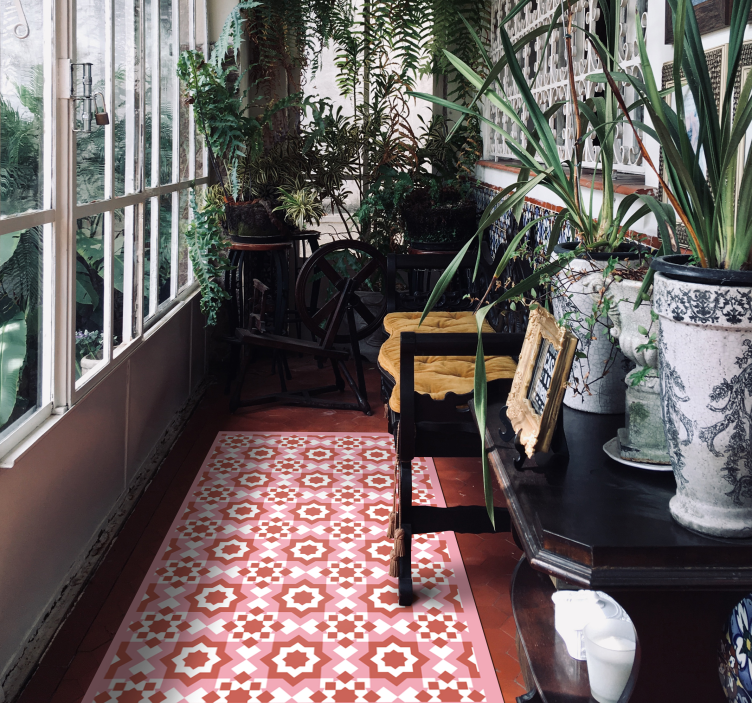 Kjøkken vinyl teppe røde firkanter fliseteppe - Tenstickers