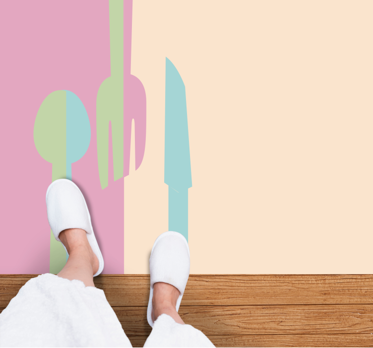 Kjøkkenutstyr i pastellfarger vinyl teppe kjøkken - Tenstickers