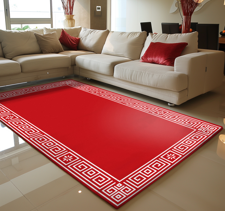 Klassisk gresk design vinyl teppe rød - Tenstickers