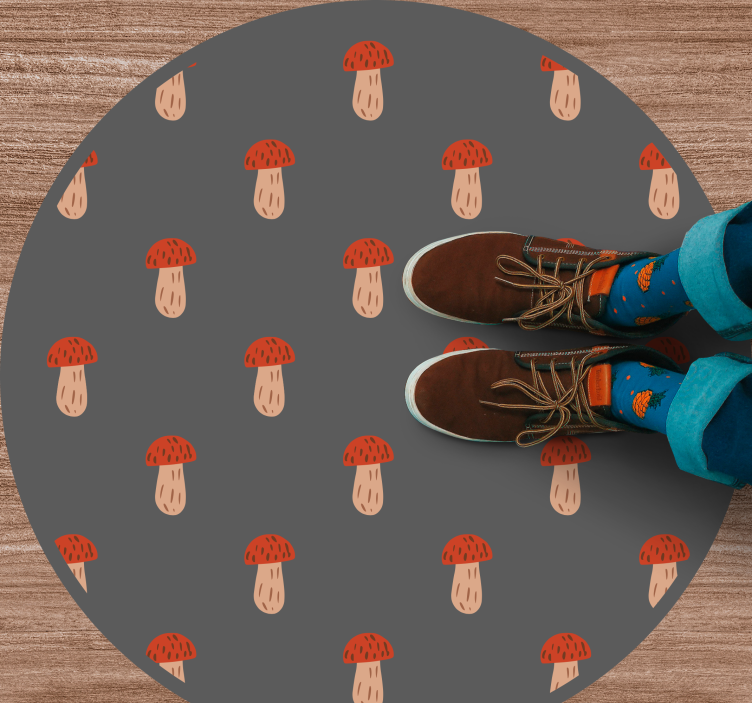 Klassisk sopp grå bakgrunn vinyl teppe blomster og planter - Tenstickers