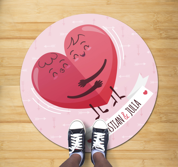 Klemmer hjerter vinylteppe med navn - Tenstickers