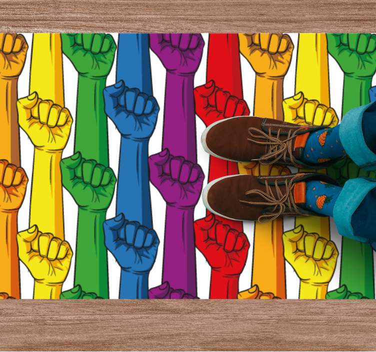 Knyttneve i regnbuefarger vinyl teppe stue - Tenstickers