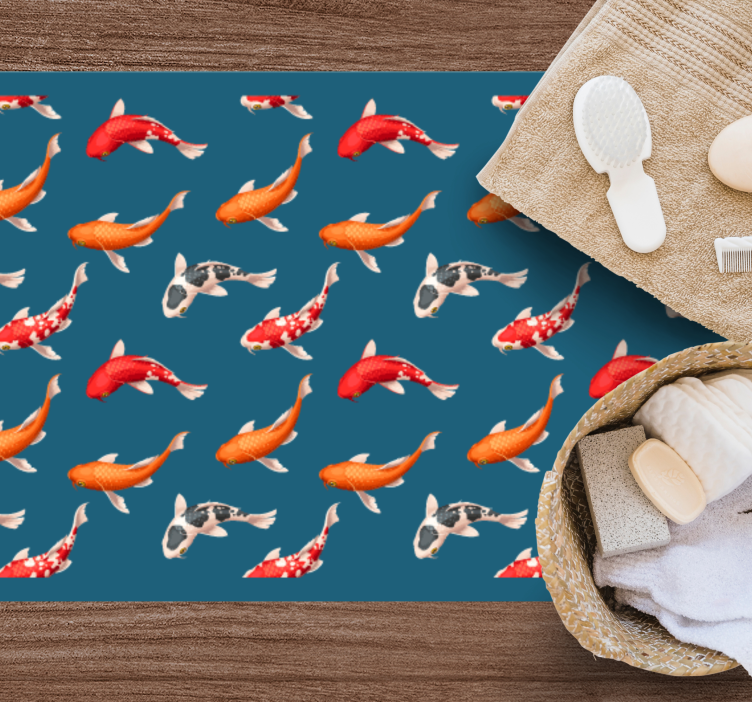 Koi fisk mønster vinyl teppe natur - Tenstickers