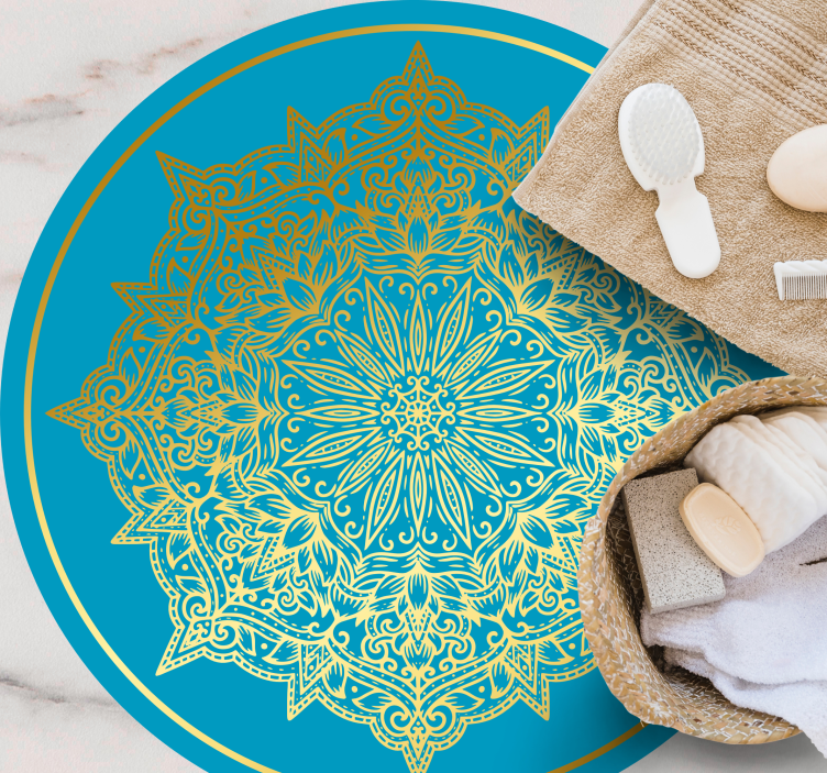 Kompleks mandala-kunstverk vinyl teppe rund - Tenstickers