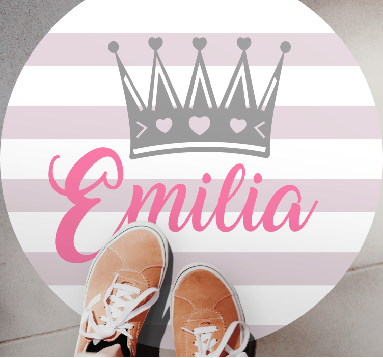 Krone og striper vinyl teppe med navn - Tenstickers