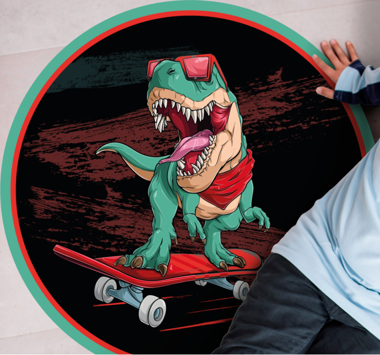 Kul skateboard-dinosaur vinyl teppe ungdom - Tenstickers