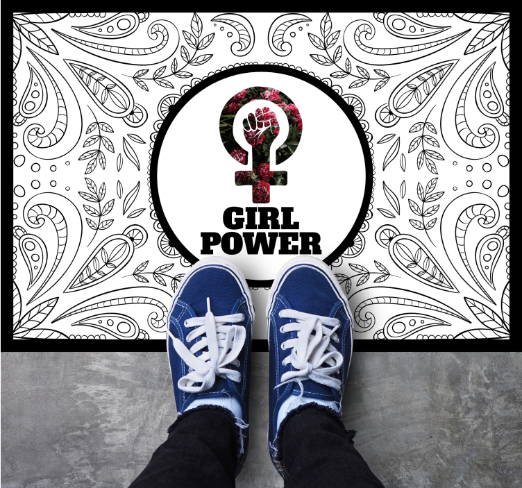Kvinner skilt som sier girl power vinyl teppe vintage - Tenstickers