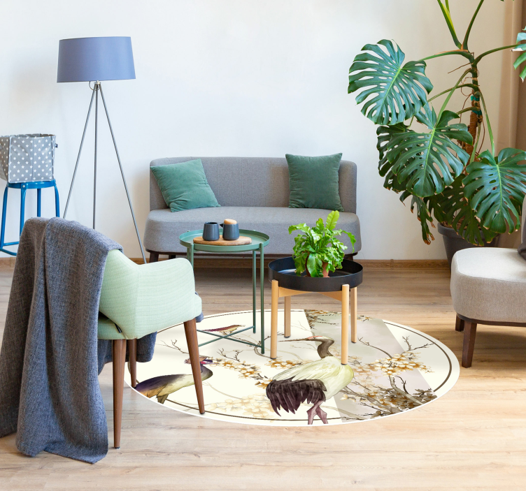 Kvister og fugler kinoserie dyr vinylteppe - Tenstickers