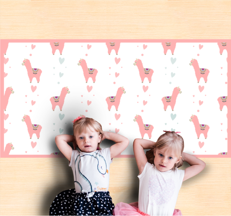 Lama kjærlighetsmønster vinyl teppe baby - Tenstickers
