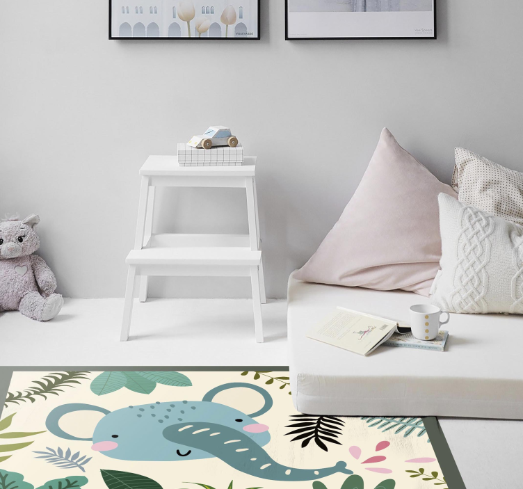 Elefantillustrasjon vinyl teppe baby - Tenstickers