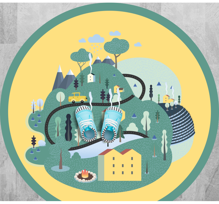 Leken landskapsreise vinyl teppe veier - Tenstickers