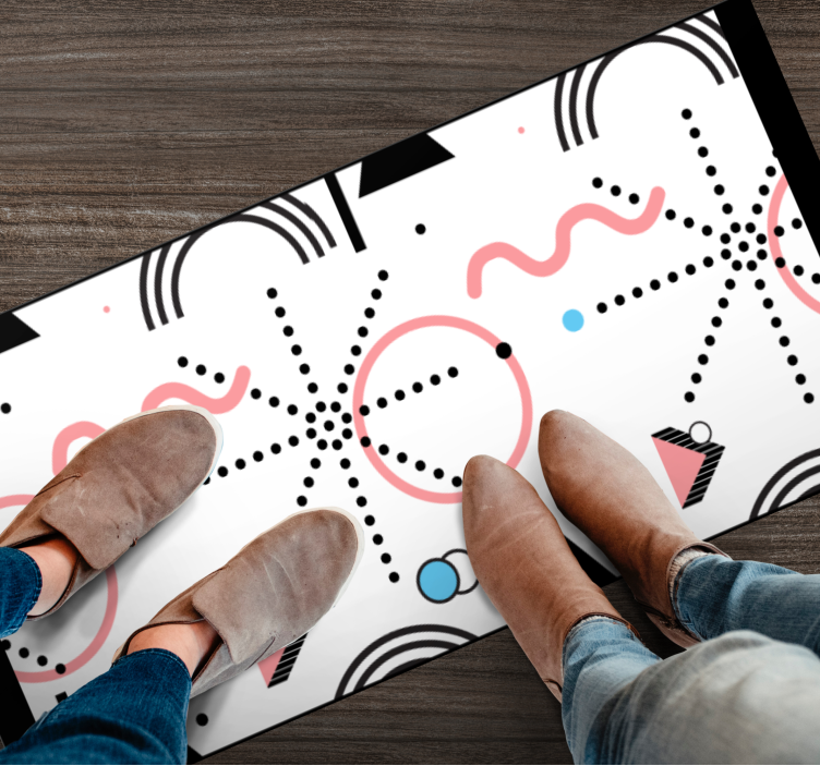 Hvitt geometrisk mønster vinyl teppe moderne - Tenstickers