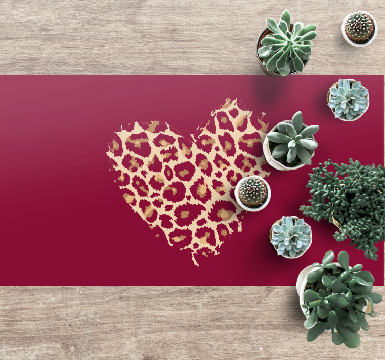 Leopard print tekstur hjerte vinyl teppe rektangel - Tenstickers