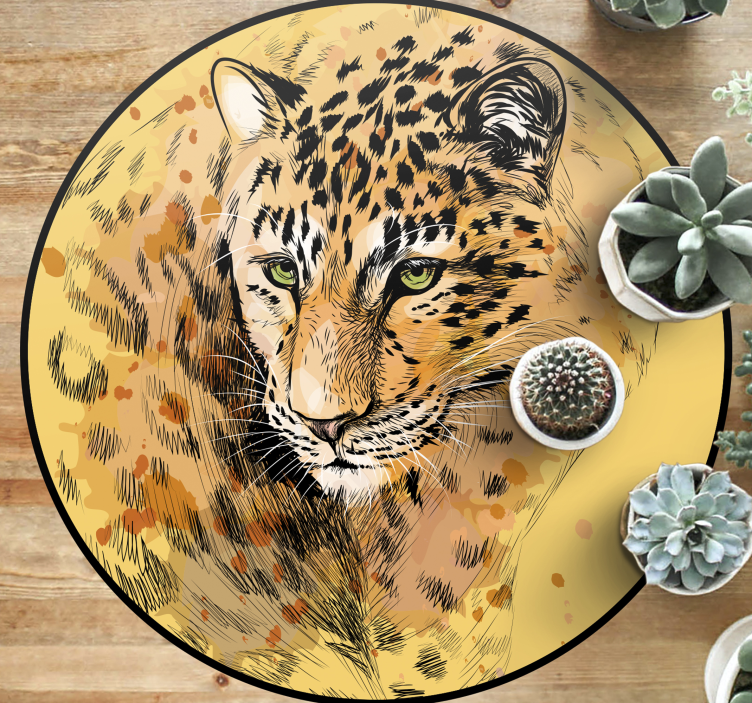 Leopardansikt vinyl teppe dyr - Tenstickers