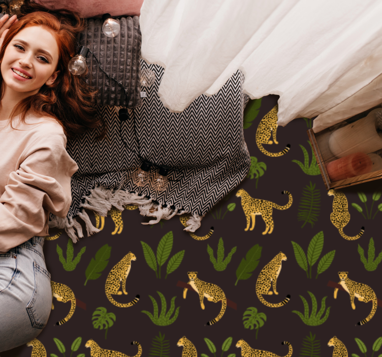 Leopardbladmønster vinyl teppe dyreavtrykk - Tenstickers