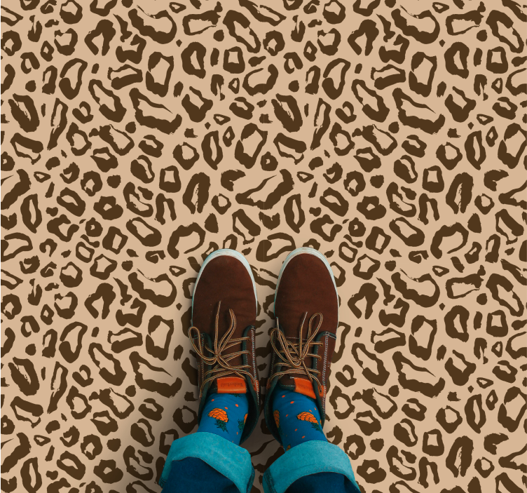 Brunt leopardprint vinyl teppe dyreavtrykk - Tenstickers