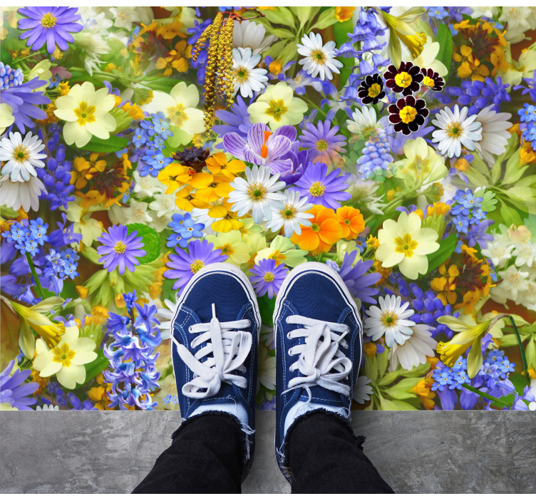 Levende blomstringskonsept vinyl teppe blomster og planter - Tenstickers