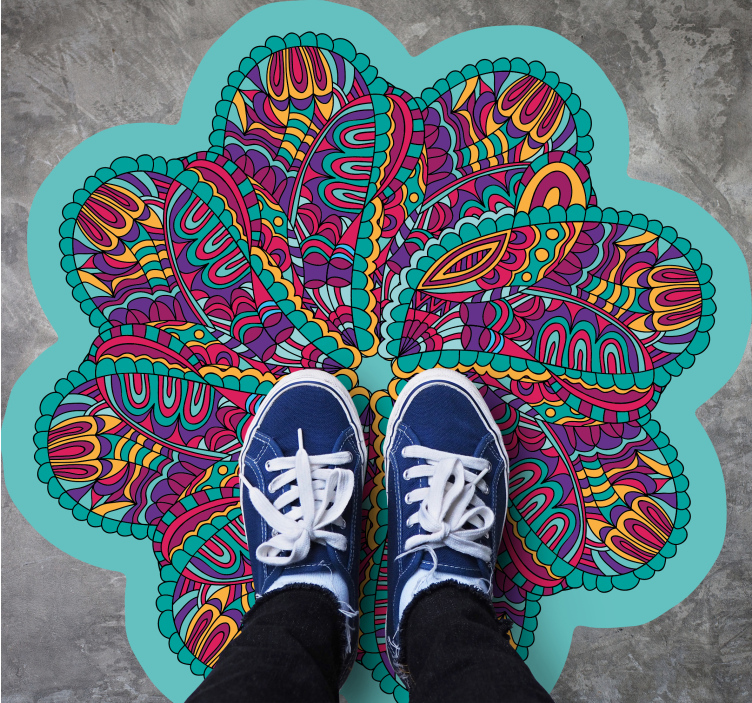 Levende fargerikt motiv vinyl teppe mandala - Tenstickers