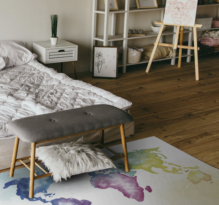 Levende globalt kart vinyl teppe verdenskart - Tenstickers