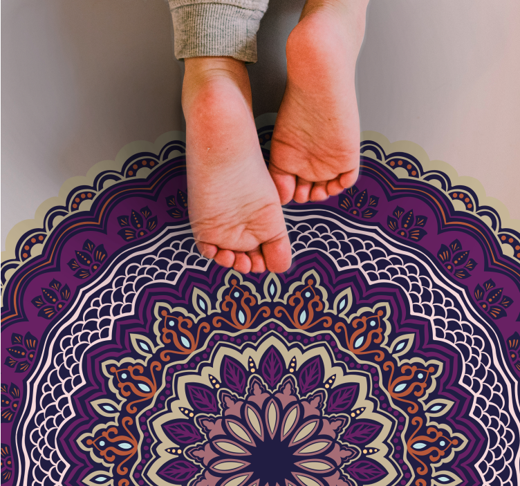 Livlig lilla design vinyl teppe mandala - Tenstickers