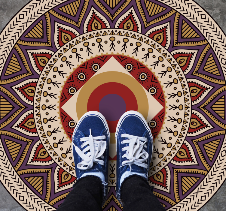 Levende sirkulært mønster vinyl teppe mandala - Tenstickers