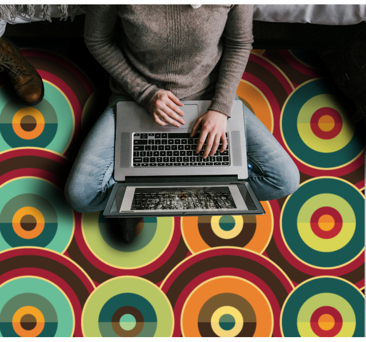 Levende sirkulært motiv vinyl teppe geometrisk - Tenstickers