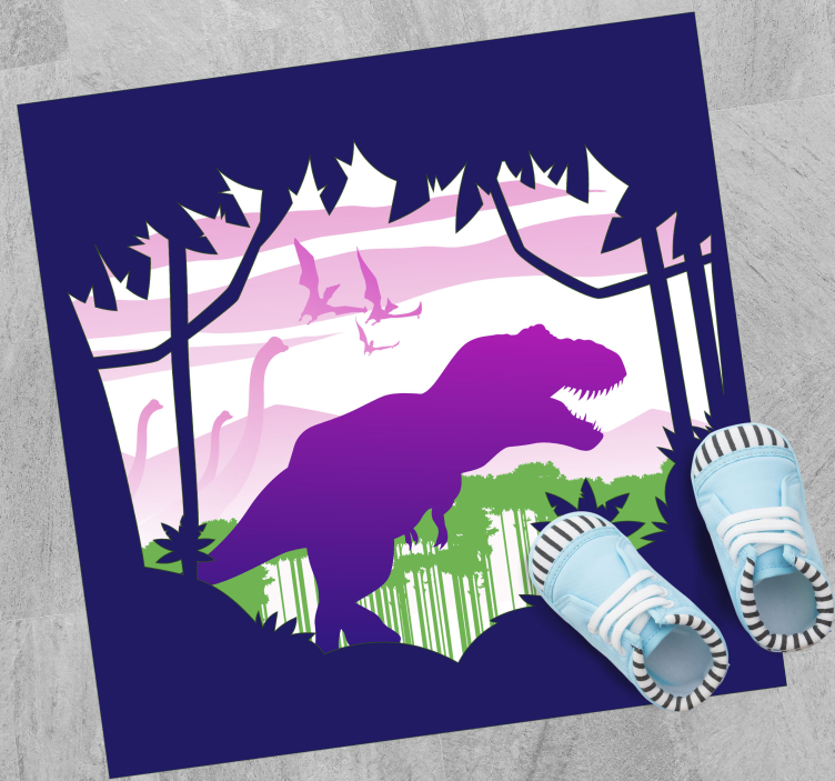Lilla dinosaur barn vinyl teppe - Tenstickers