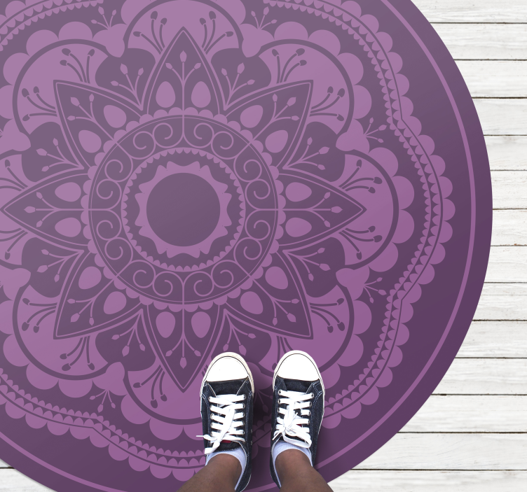 Lilla sirkulær design vinyl teppe mandala - Tenstickers