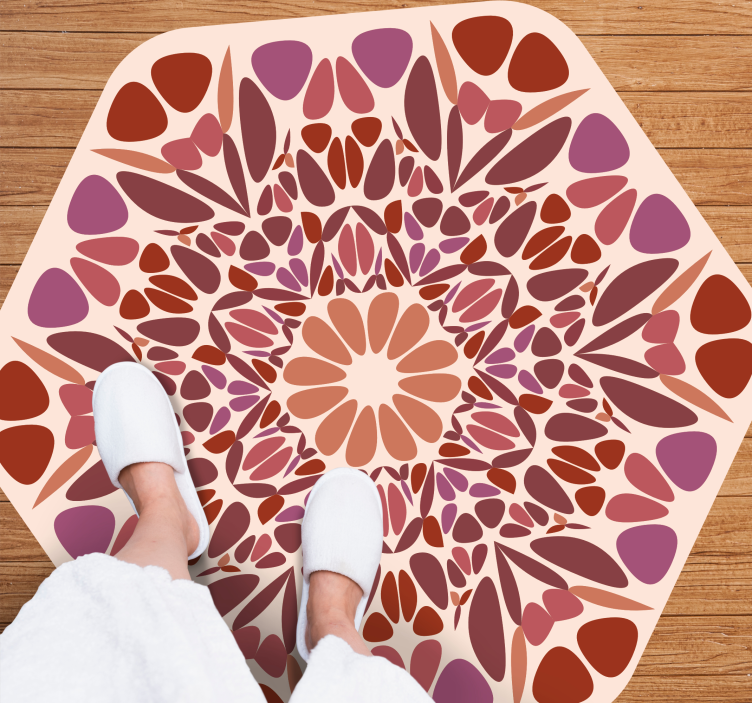 Livlig blomsterelement vinyl teppe mandala - Tenstickers