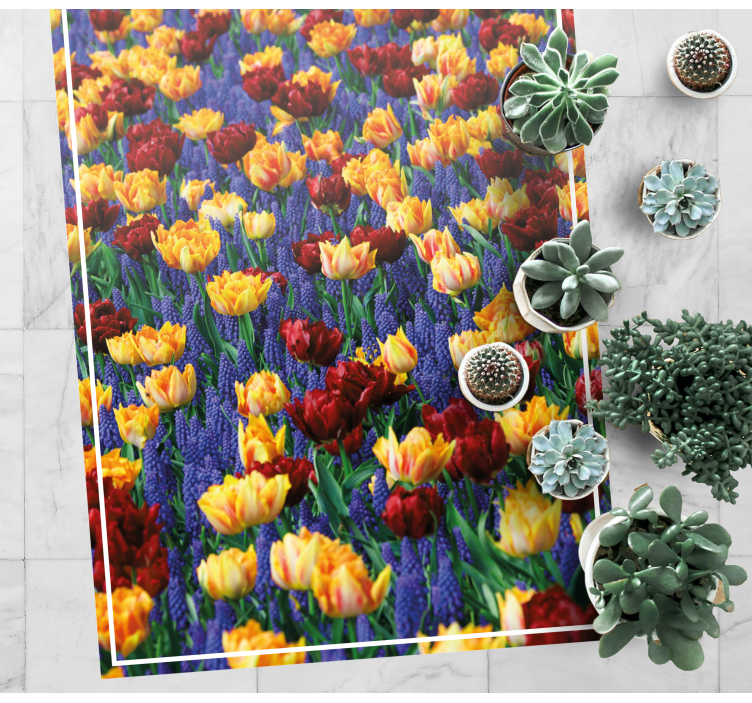 Tulipanhagedesign vinyl teppe blomster og planter - Tenstickers