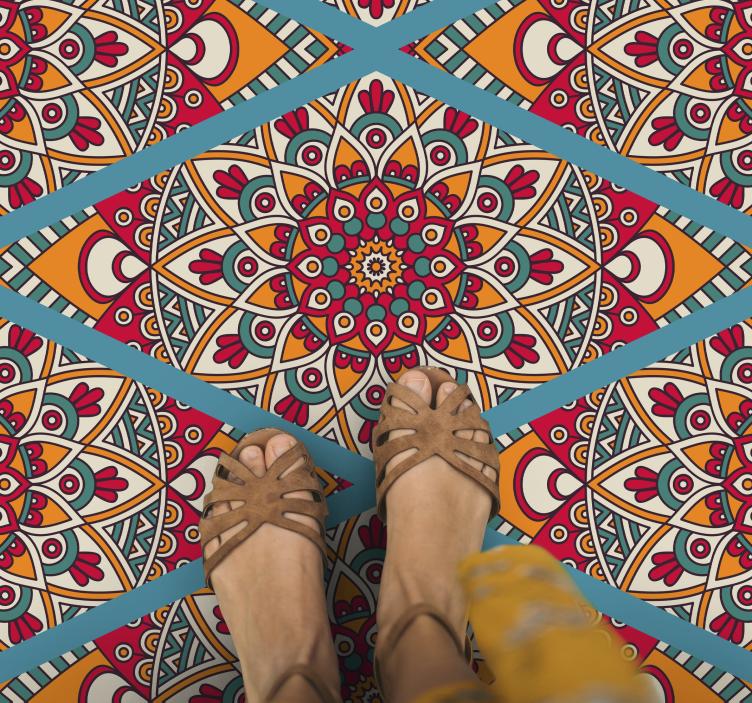 Livlig fargerik design vinyl teppe mandala - Tenstickers