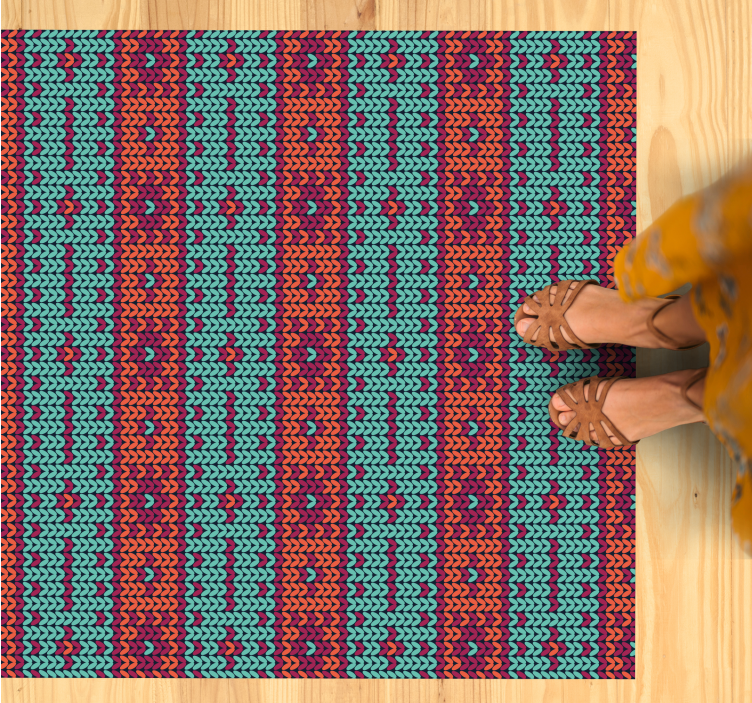 Livlig geometrisk motiv vinyl teppe etnisk - Tenstickers