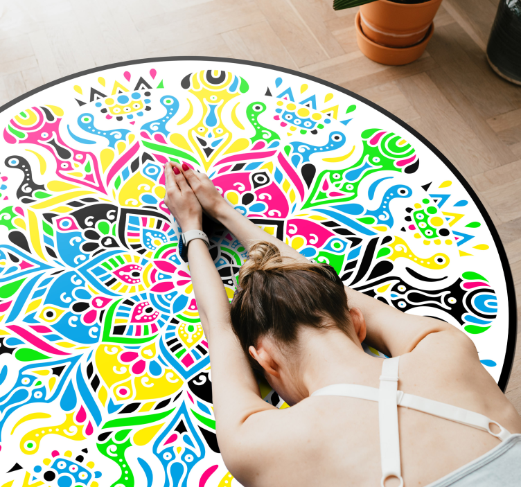 Livlig mandala vinyl teppe mandala - Tenstickers
