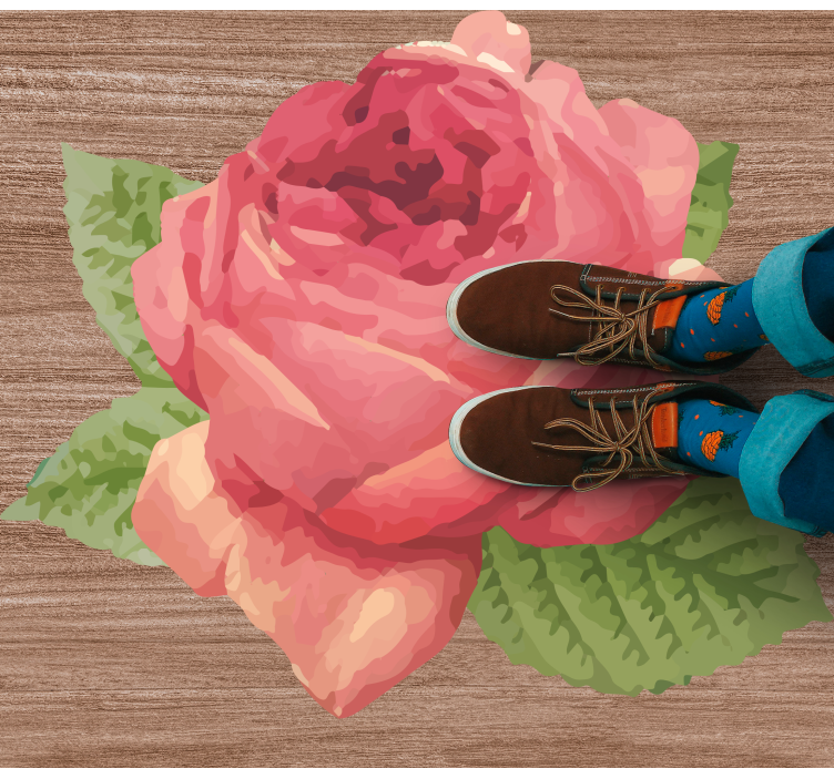 Livlig roseblomst vinyl teppe blomster og planter - Tenstickers