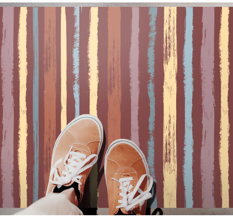 Håndmalt stoffeffekt Vinyl teppe striper - Tenstickers