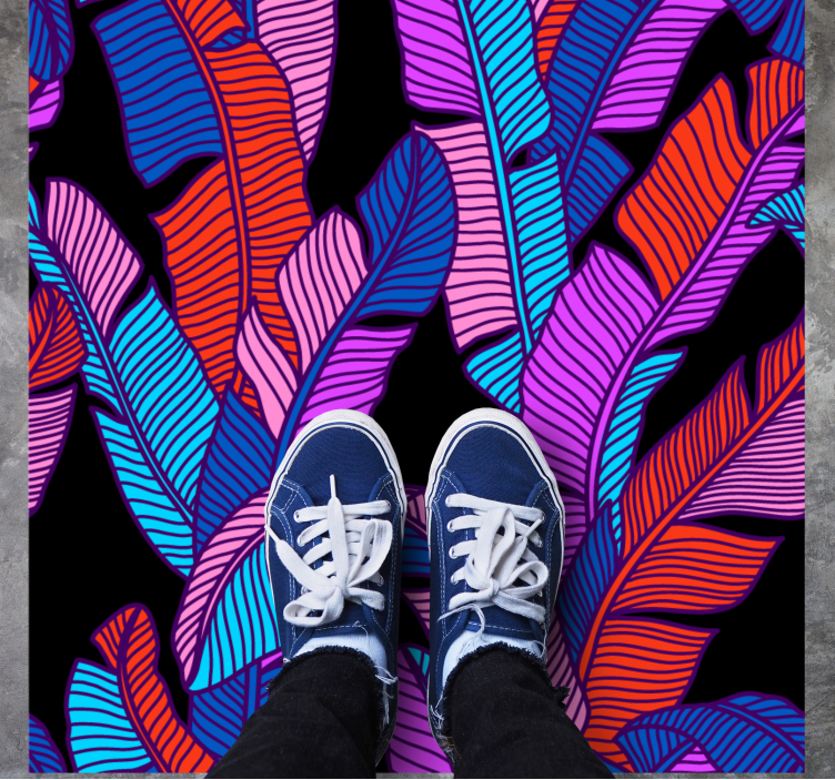 Livlige bladmønstre vinyl teppe blomster og planter - Tenstickers