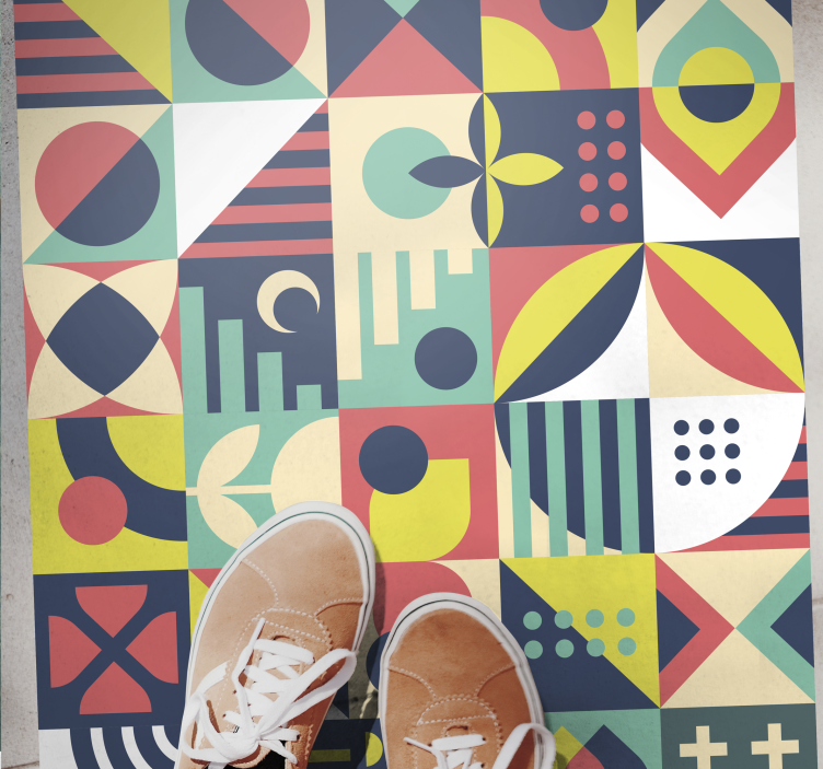 Livlige former vinyl teppe geometrisk - Tenstickers