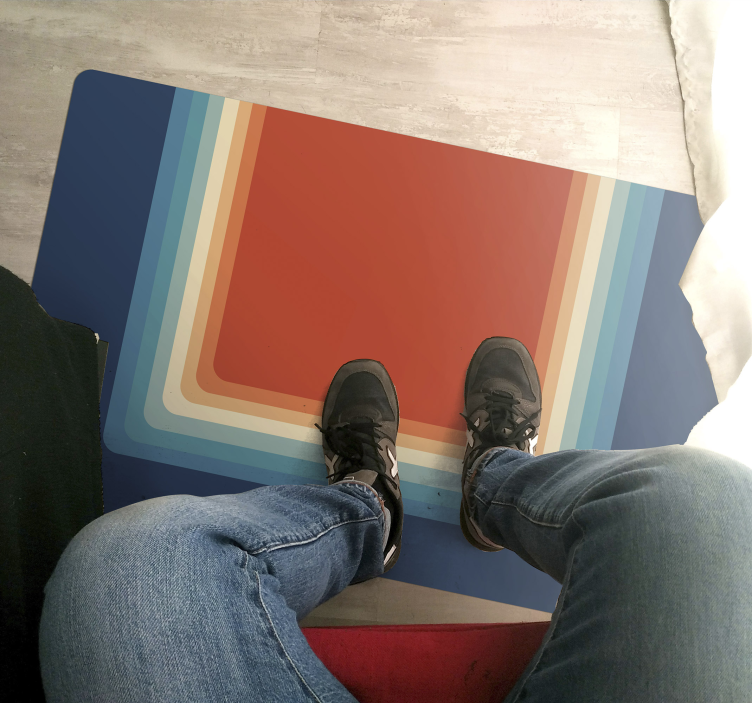 Livlige lagdelte striper vinyl teppe moderne - Tenstickers