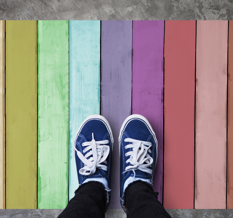 Livlige regnbuelinjer vinyl teppe tre - Tenstickers