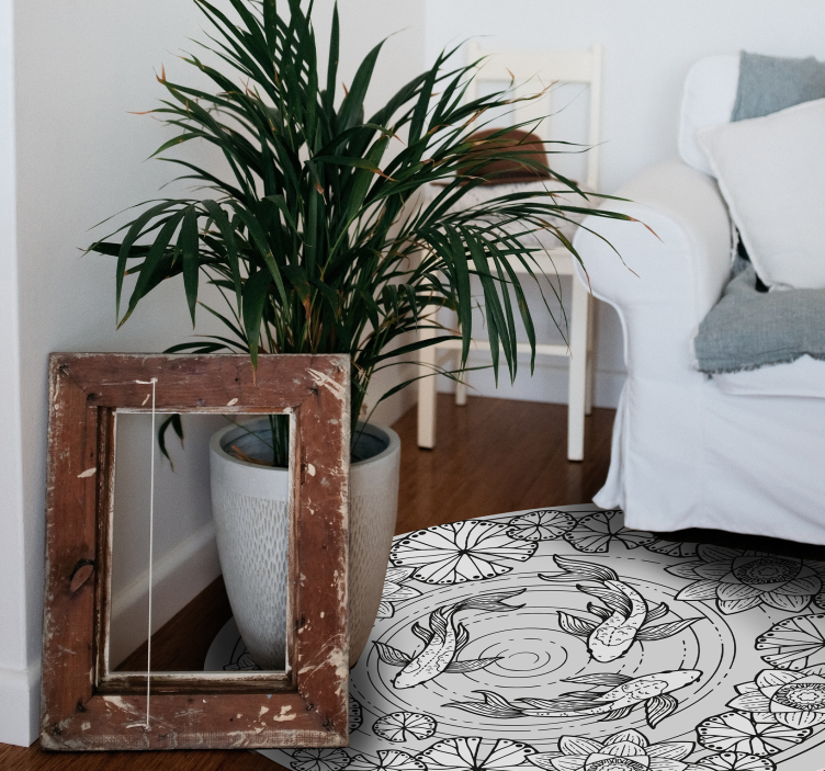 Lotus og koi karpe blomsterteppe - Tenstickers