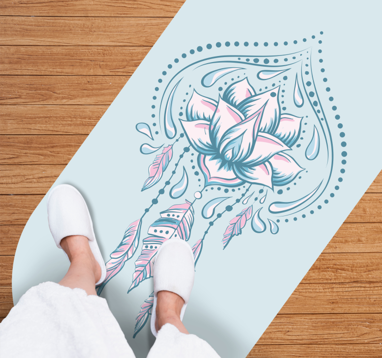 Lotusmønster vinyl teppe mandala - Tenstickers