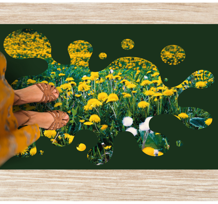 Løvetannfelt vinyl teppe blomster og planter - Tenstickers