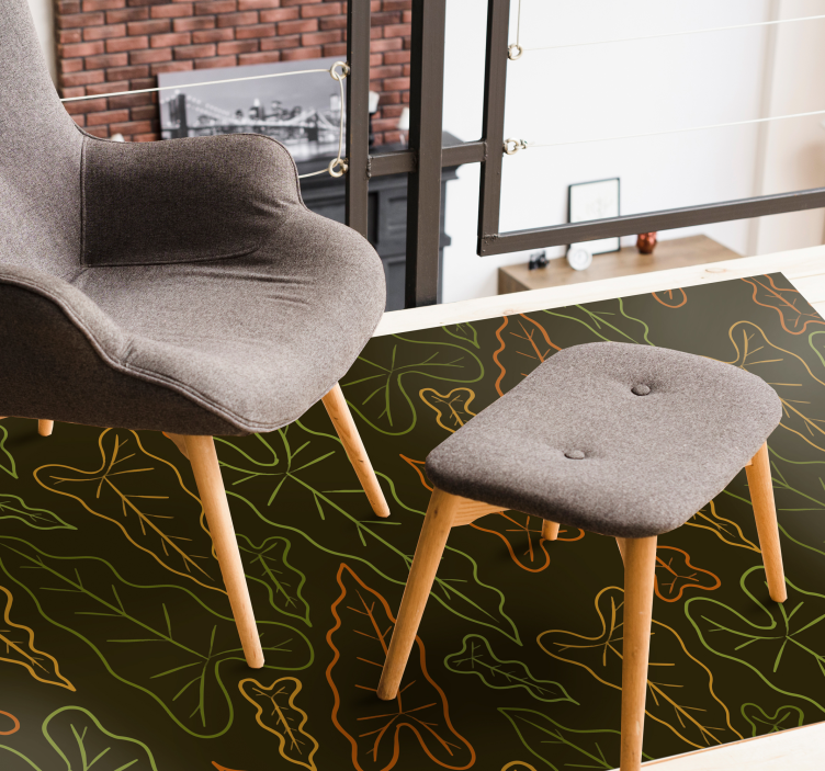 Løvrike konturer vinyl teppe blomster og planter - Tenstickers