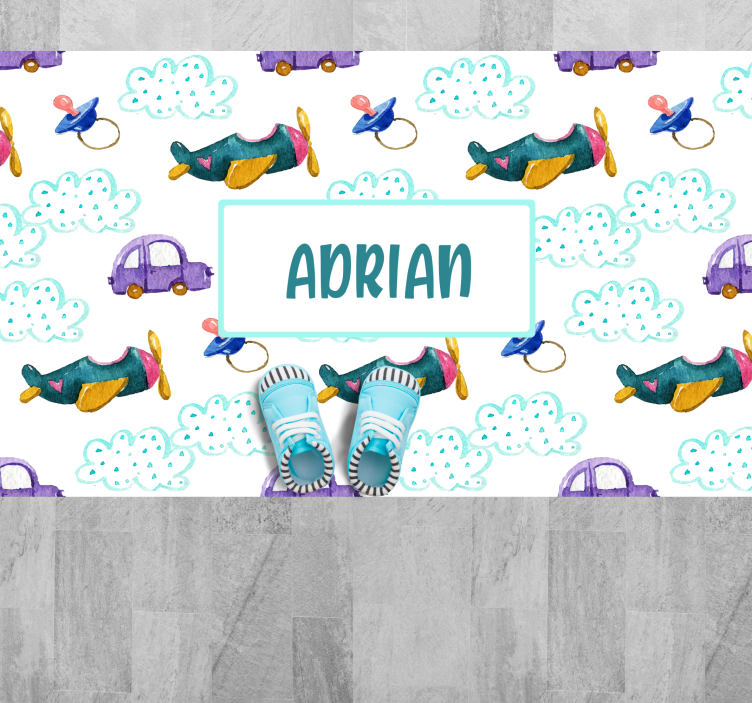 Lunefullt flytema vinyl teppe med navn - Tenstickers