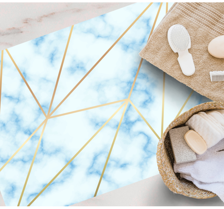 Lys blå marmor effekt badegulv - Tenstickers