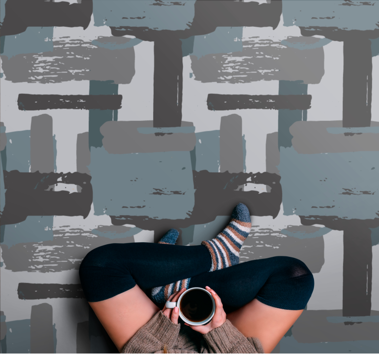 Lyse farger malte blokker vinyl teppe moderne - Tenstickers