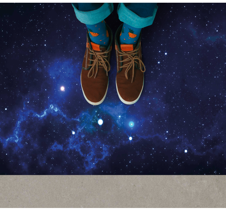 Lyse stjerner med blå plass stue vinyl teppe - Tenstickers