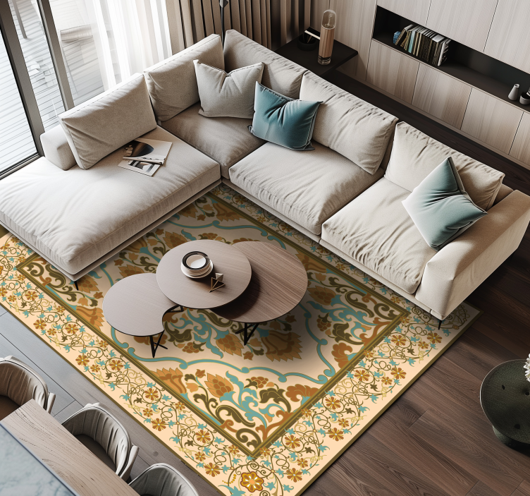 Mandala beige design spiseroms vinylteppe - Tenstickers