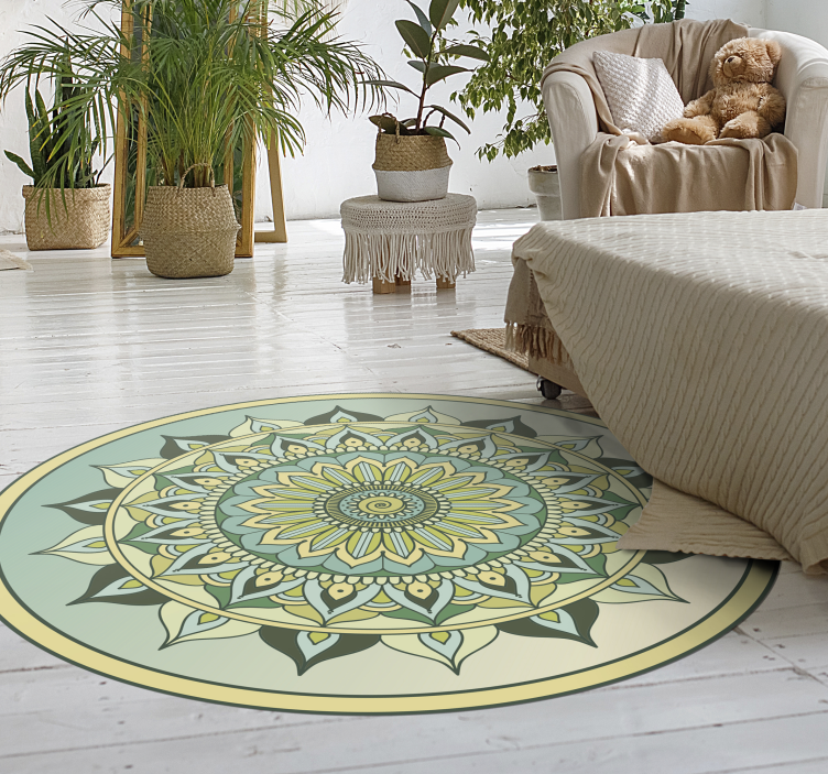 Mandala grønt ombre mandala vinylteppe - Tenstickers